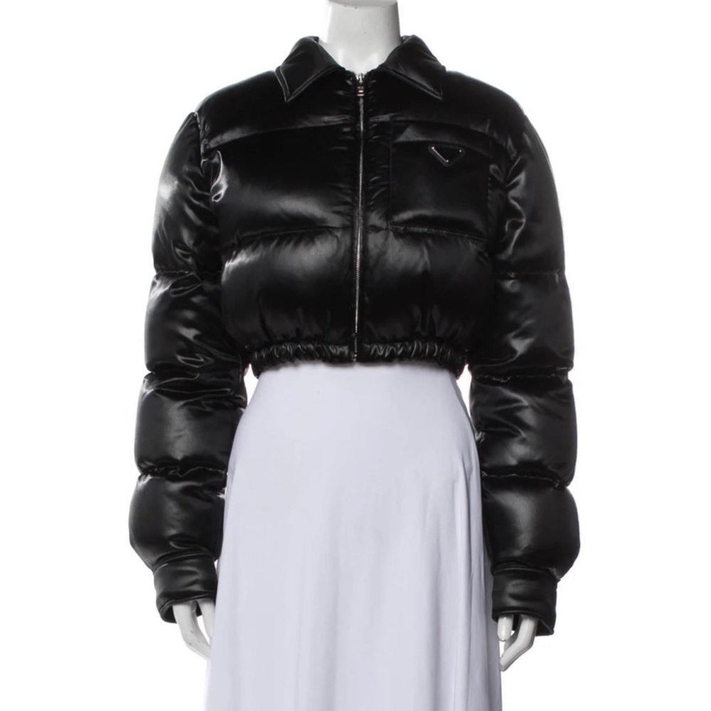 PRADA ciré down cropped puffer PRADA x Raf Simons